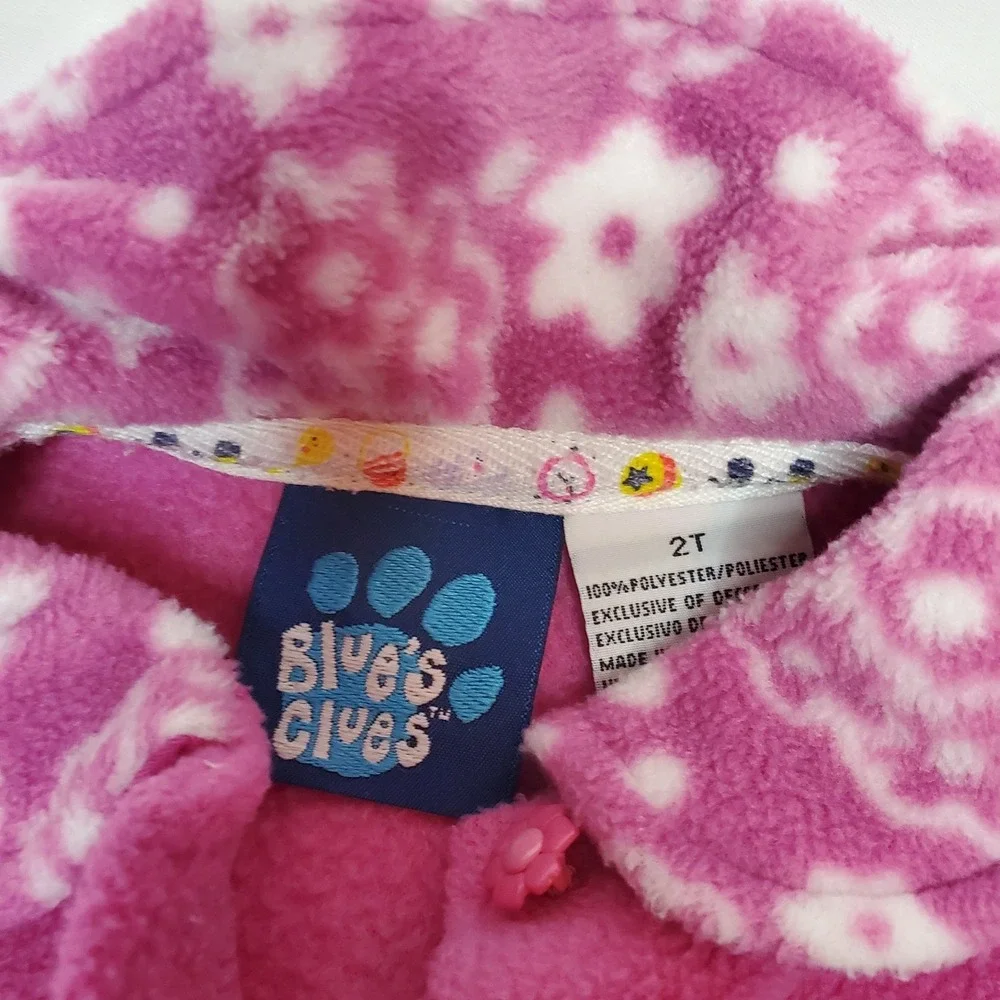 Vintage 90s Blues Clues Embroidered Fleece Jacket Kids 2t Purple‎ Pink Girls